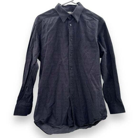 Balenciaga Paris Dark Navy Blue Check Long Sleeve Button Down Shirt Size 16 - Picture 1 of 8